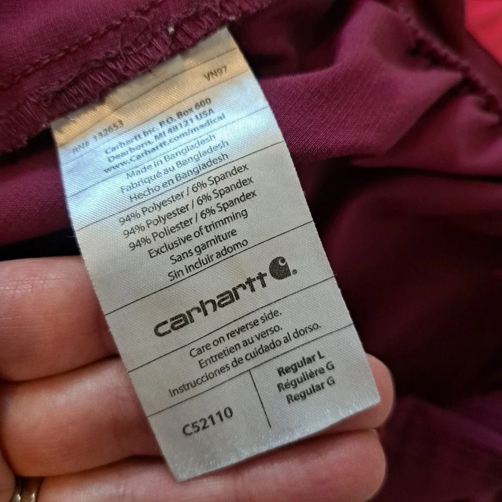 Carhartt Force Cross-Flex Scrub Set Burgundy Pink V-Neck Top Cargo Pants XL L